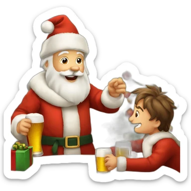Père Noël qui offre un verre de bière à un enfant comme cadeau sticker