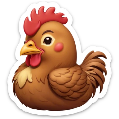 Meme-Worthy Cute Sleeping Brown Rooster Portrait Emoji, Head resting peacefully with a contented smile, showcasing a robust build and a luxuriously soft brown plumage, eyes shut in a serene, restful nap, Simplified yet hilariously adorable features, highly detailed, glowing with a soft, drowsy light, high shine, relaxed and utterly lovable, stylized with an air of playful laziness, bright and heartwarming, soft glowing outline, capturing the essence of a comically sleepy rooster, so meme-worthy it feels like it could instantly become the next viral sensation of adorable slumber! sticker