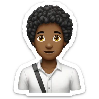 Un garçon peau blanche cheveux noirs qui rigole sticker