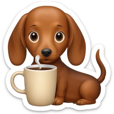 dachshund drinking morning coffee  sticker