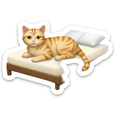 Gatito atigrado beige durmiendo en la cama sticker