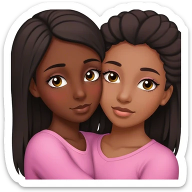 mom and teenage daughter that has eyelashes duo black girls  sticker