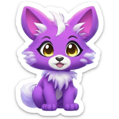 Anthro Fluffy Cool Cute Magical Elemental Shiny Colorful Neon Vibrant Colors Sparkle Kemono-style Chibi Fantasy-Animal-Fakémon-Pokémon-Hybrid Fur Sona Aesthetic Full Body sticker