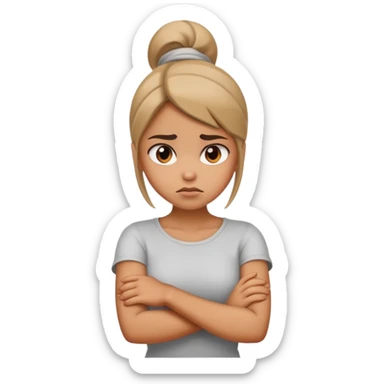 Girl with arms crossed around neck mad sticker
