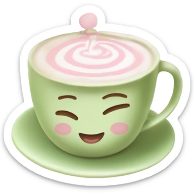 Coquette matcha latte with baby pink  sticker