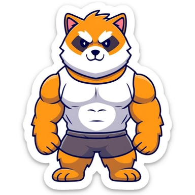 muscular furry character wearing a t-shirt that says 'Himbo Gunners' in a gym background sticker