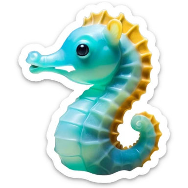 Cinematic Cute Yawning Sea Horse Portrait Emoji, Head tilted slightly with a dramatic, wide-open yawn, showcasing a petite, elegantly curved seahorse with a softly drooping tail and sleepy, half-closed eyes, Simplified yet irresistibly adorable features, highly detailed, glowing with a soft, cozy aquatic glow, high shine, relaxed yet expressive, stylized with a dash of whimsical marine charm, soft glowing outline, capturing the essence of a drowsy yet affectionate seahorse that appears ready to stretch out for a nap! sticker