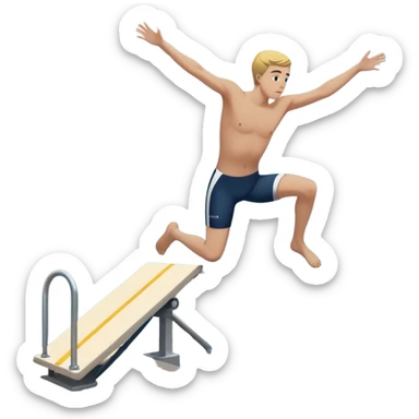 A person throwing himself off of a diving board, looking determined. Below them is a pool of water labeled “Confidence.” Instead of hesitating, they count 5-4-3-2-1 and jump in, representing taking action despite fear. sticker