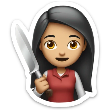 girl with a fake knife sticker