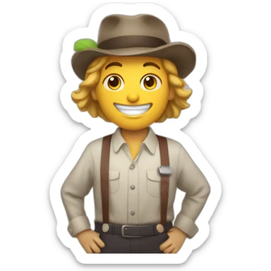 smiling red apple working as a trader sticker