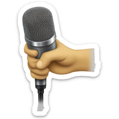 I have a emoji of a hand facing downward dropping a mic. Make the one of a yelow hand holding the microphone side view sticker