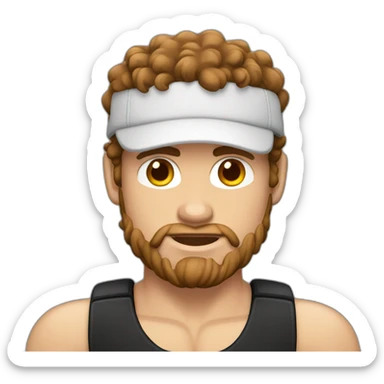 White Muscle man whit brown curly hair and black cap sticker