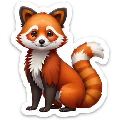 Realistic 4-legged quadrupedal Red-Panda-Lemur-Raccoon-Dog-Red-Fox-animal-fusion-hybrid, Full body sticker