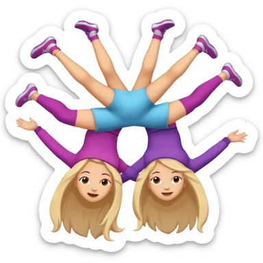 una chica saltando encima de la cabeza de otra chica sticker