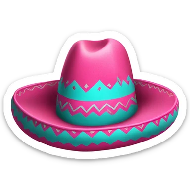 Realistic isolated pink and turquoise  sombrero  sticker