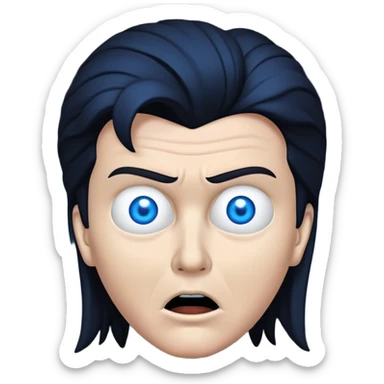 Wide Rick Astley with cursed Selene Delgado face with no eyes and Rick Astleys blue and the background is pitch black sticker