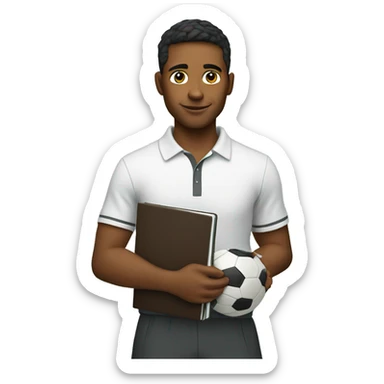 young soccer coach holding a notebook sticker