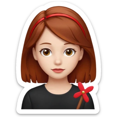  girl with brown hair and red color hairclip sticker