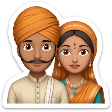 Brown colored Indian Husband with wheatish colored Indian wife sticker