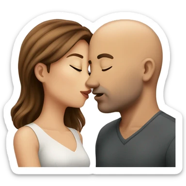 Bald man kissing brown haired girl sticker