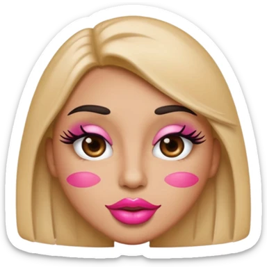 Standard emoji with pink pout lips and thick eyelashes sticker