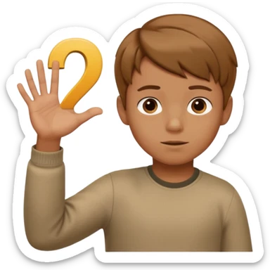 A boy shrugging with the number 6 over one hand and the number 7 over the other  sticker