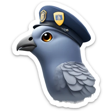 pigeon with police cap sticker