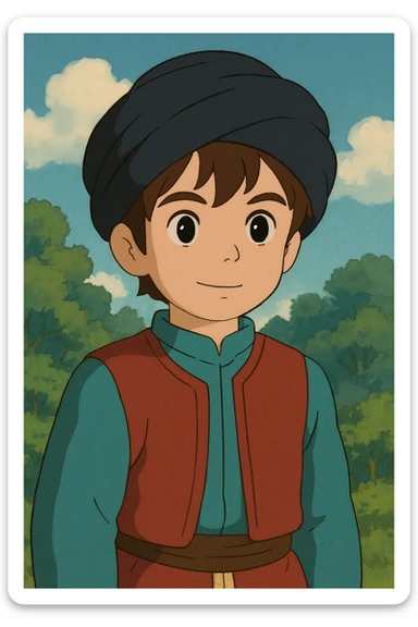 A boy brown hair black eyes turbi x costume sticker