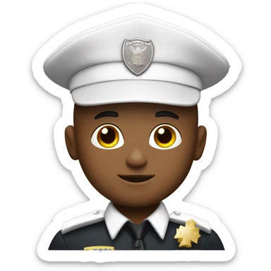 A White Police man bald with cap with Big ANGEL WINGS sticker