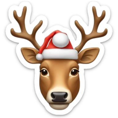 Un cerf avec un bonnet de Noël  sticker