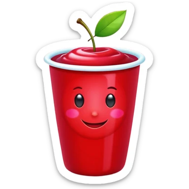 Cherry red on aColorful fruits with glowing antioxidant particles, cell protection, bright clean colors, simple emoji style cup sticker
