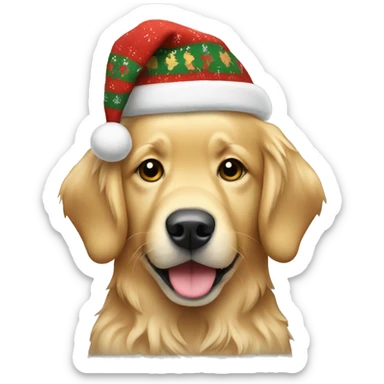 golden retriever wearing a christmas sweater sticker