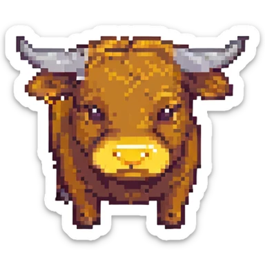 cute bull emoji in pixel art style sticker