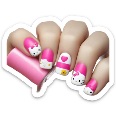 Nails french manicure hello kitty design hand sticker