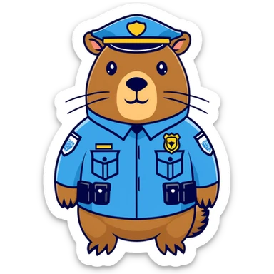 Capybara in a police officer uniform ￼ sticker