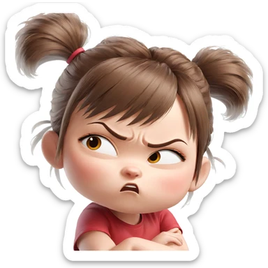 sad girl with brown twintails sticker