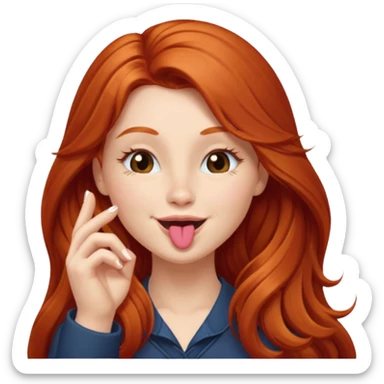 Long haired redhead winking & blowing kisses sticker