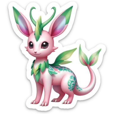 Shiny Exotic Cute Adorable Majestic Ethereal Sparkly Flygon-Sylveon-Leafeon-Shaymin-Hybrid-Creature with pattern-markings sticker