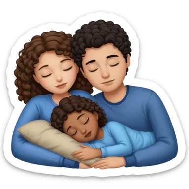 ragazza con i capelli castani lisci che dorme con un ragazzo con i capelli neri e ricci sticker