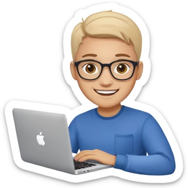 happy Graphic designer whit a MacBook sticker