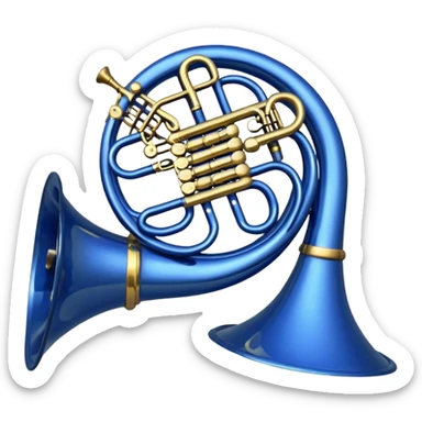 Blue french horn sticker