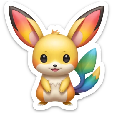 Rainbow-gradients Emolga-Pichu-Victini-fusion sticker