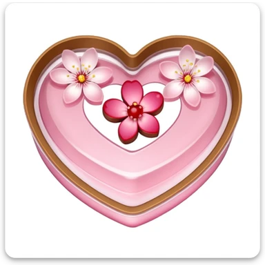 sakura pudding shaped like a heart with a cherry blossom on top sticker
