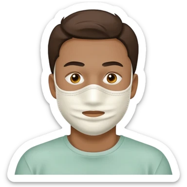 man with white clay face mask sticker