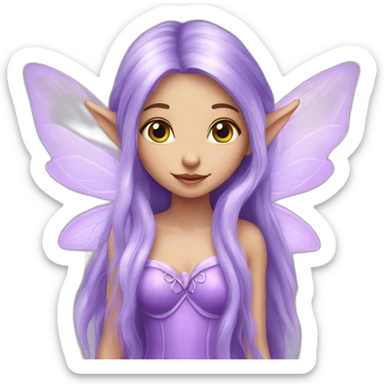 cute lilac elf fairy with long hair sticker