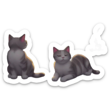 Gatos viendo llover en el atardecer sticker
