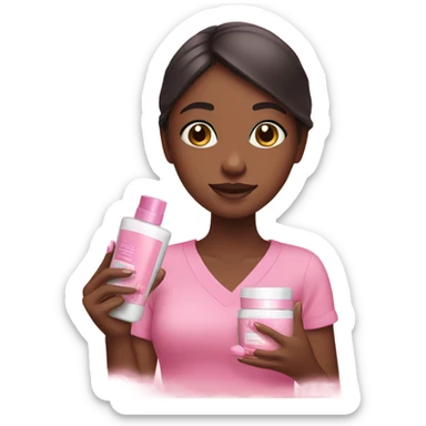Girl doing her pink skincare  sticker