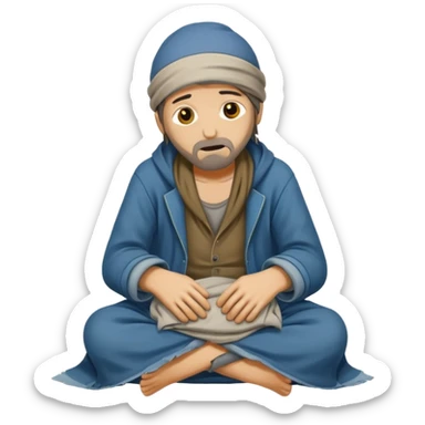 beggar who is also a homeless person poor with damaged clothing sticker