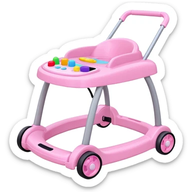 pink baby walker with toys on it sticker