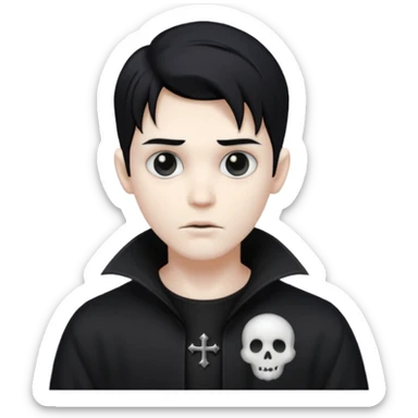 Gothic style ghost male, black sticker